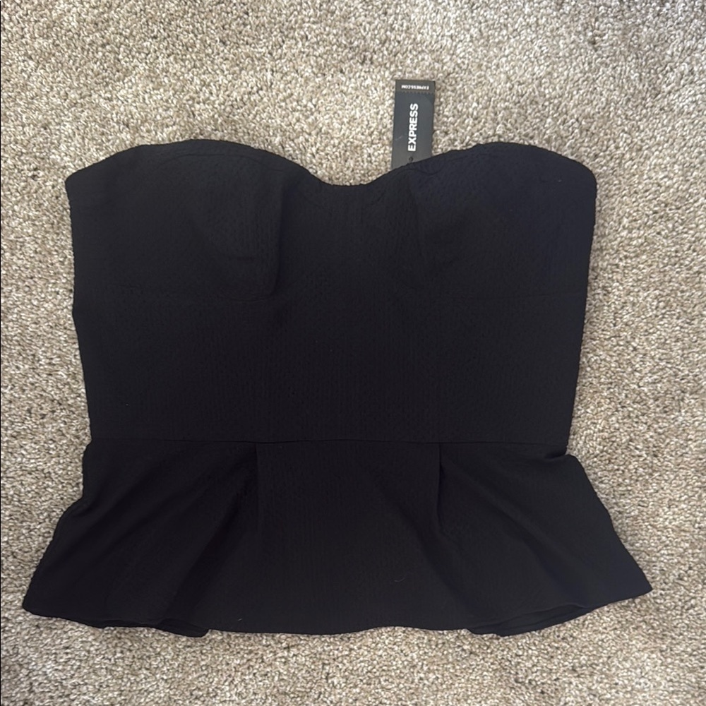 Express Black Strapless Peplum Top